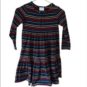 Hanna Andersson girls size 5T vibrant stripe cotton long sleeve ruffle dress